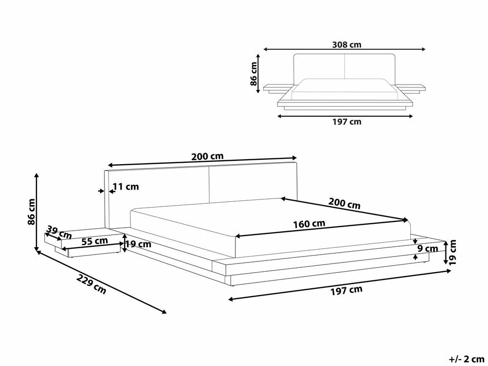 Manželská postel 160 cm ZEPHYRE 2 (s roštem) (hnědá)