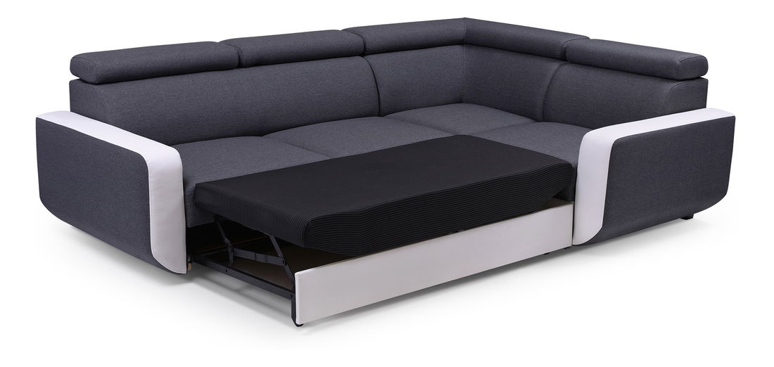Rohová sedačka Elden (tmavě šedá + bílá) (P)