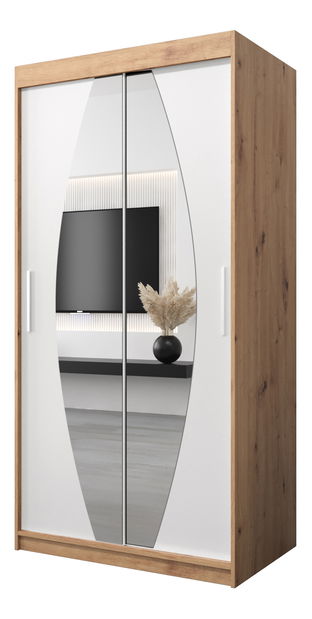 Šatní skříň 100 cm Eclipse (dub artisan + bílá matná)