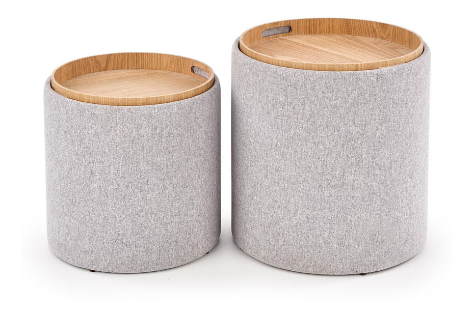 Set 2 ks. taburetů Amossa (světle šedá + přírodní)