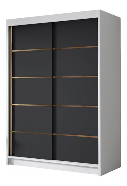 Šatní skříň s posuvnými dveřmi Varentona IV 120 (černá + zlatá)