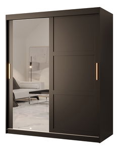 Šatní skříň Riven 2 150 (matná černá) (se zrcadlem)