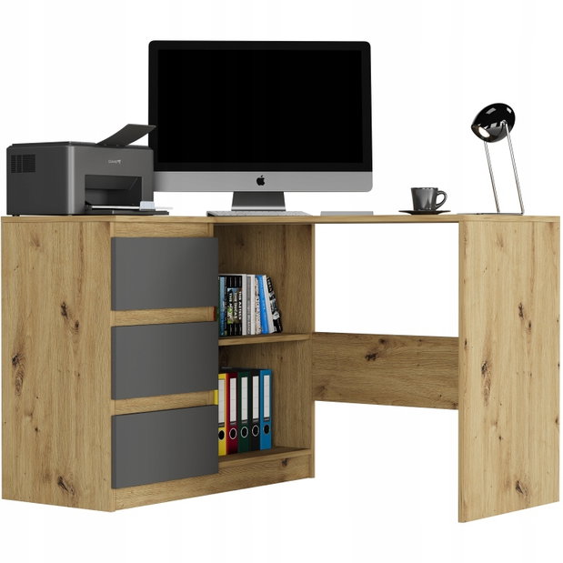 Rohový PC stolek Nolmir (artisan + antracit) (L)