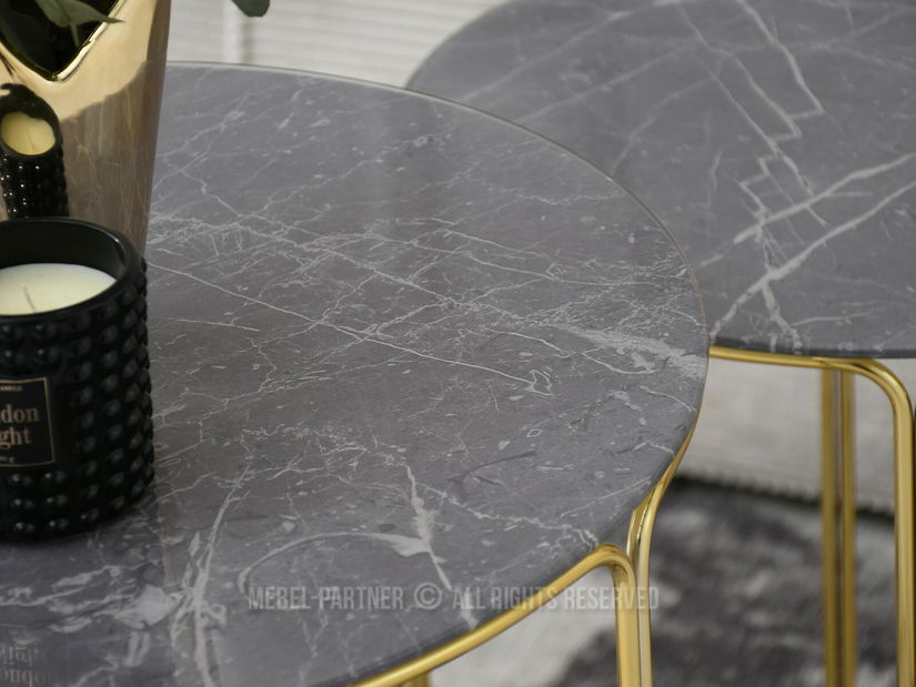 Konferenční stolek Belianni Zest (šedý mramor + zlatá)