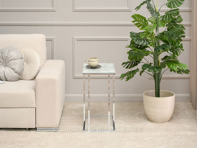 Konferenční stolek Vasho (bílá + chromová)