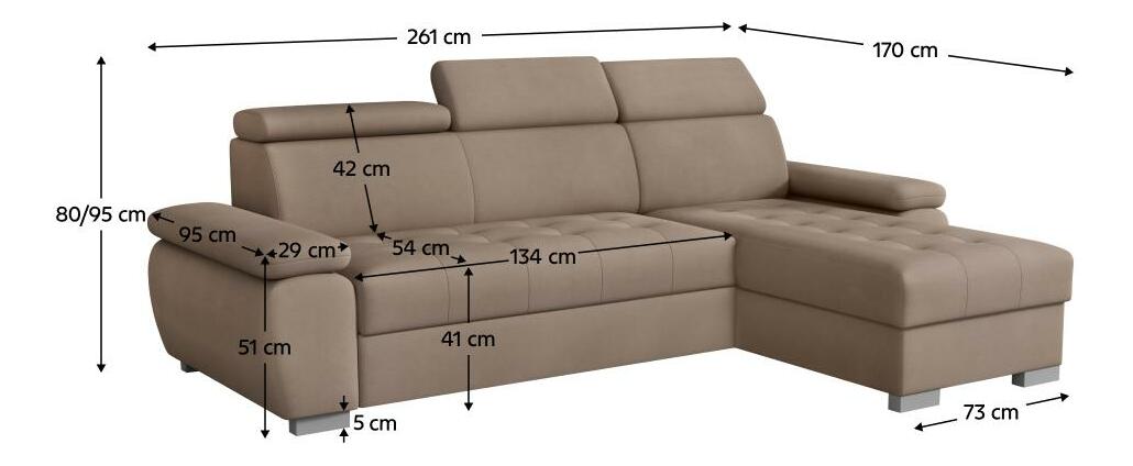 Rohová sedací souprava Sivaro (sivobéžová) (P)