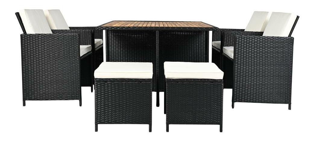 Zahradní ratanový set Milford (černá + krémová + přírodní)