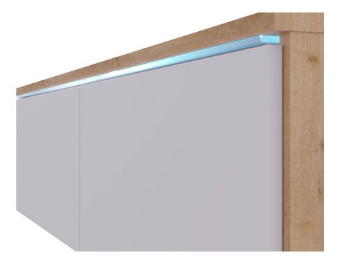 TV skříňka Dlana 140 MDF (černý grafit + rybí kost černá) (s bílým LED osvětlením) *výprodej