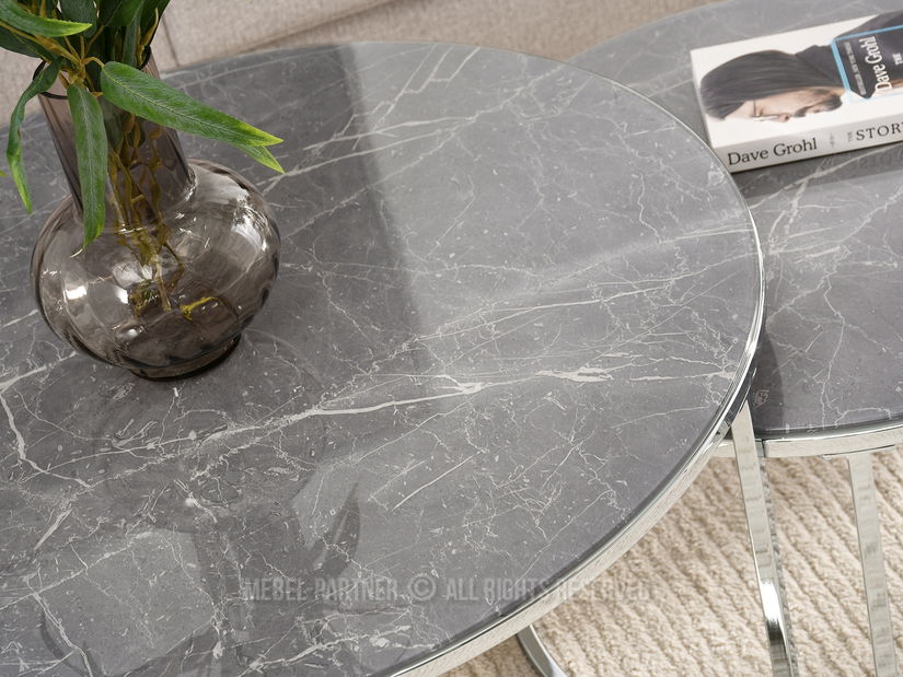 Konferenční stolek Grande (mramorově šedá + chromová) *výprodej