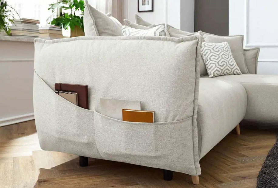 Rohová sedačka Puffyna (krémová) (L)