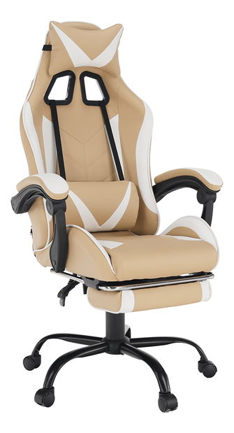 Kancelářské/herní křeslo Oswaldo (béžová + bílá)