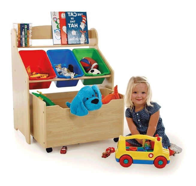 Organizér na hračky Malka (buk + červená)