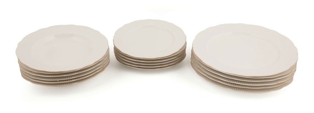 Jídelní souprava (18 ks.) Billie (bílá + zlatá)