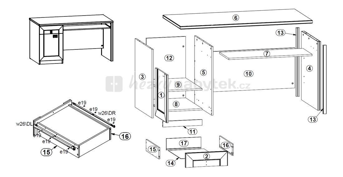 PC stolek BRW Bigger BIU/140