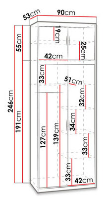 Šatní skříň s nástavbou Malunas 2D (dub sonoma)