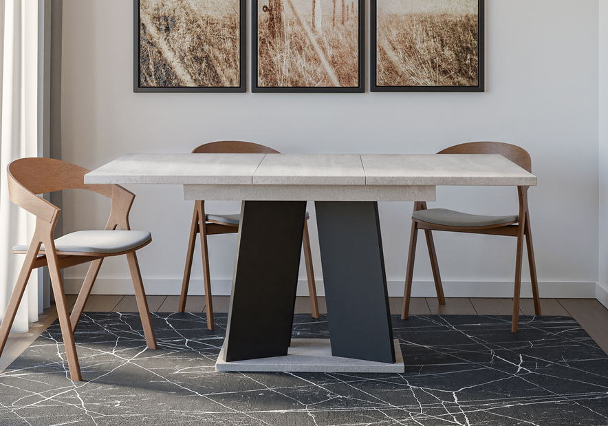 Jídelní stůl Mulnu (světle šedá + černá) (pro 4 až 6 osob)