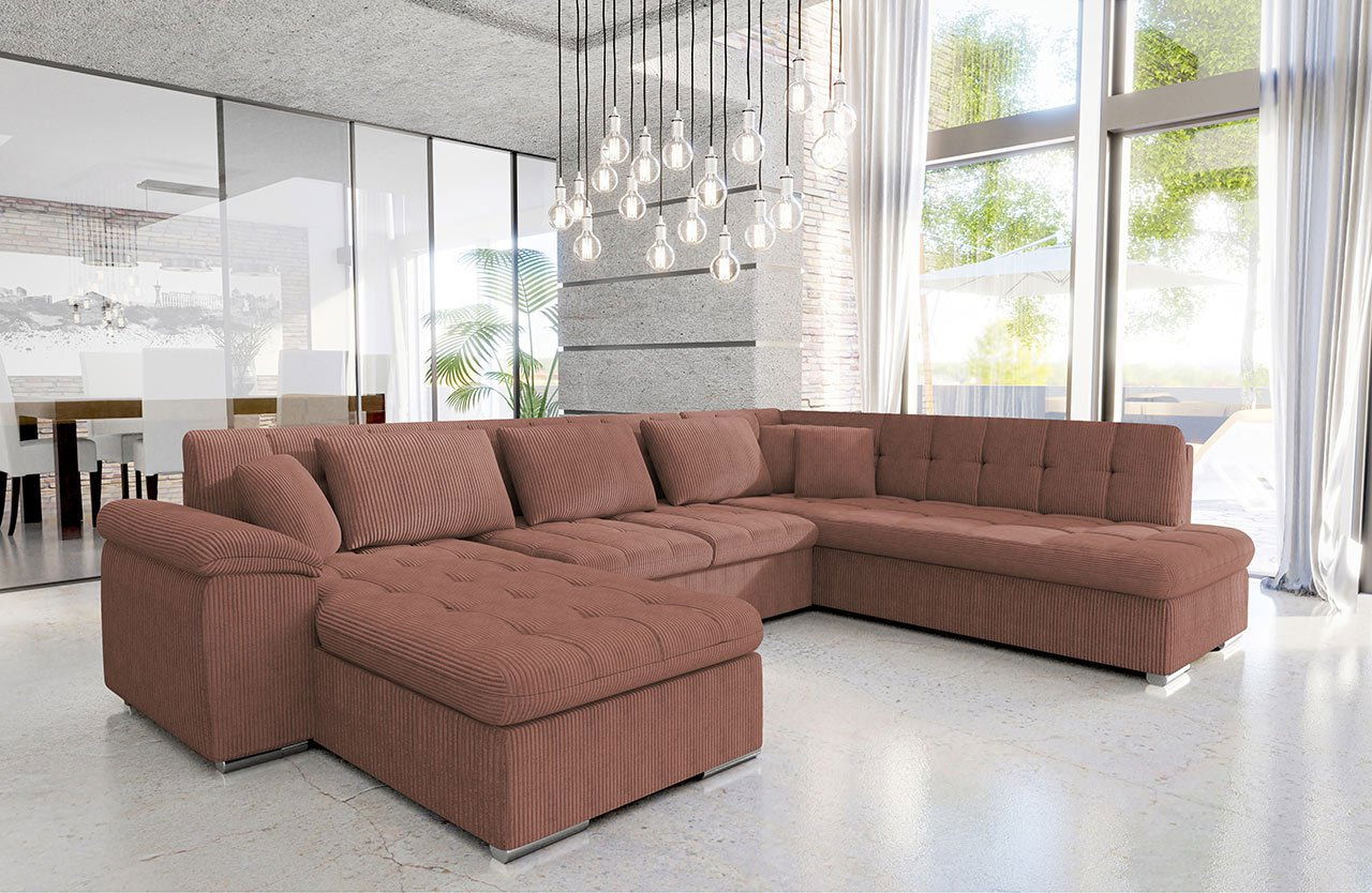 Rohová sedací souprava U Talia (růžová)