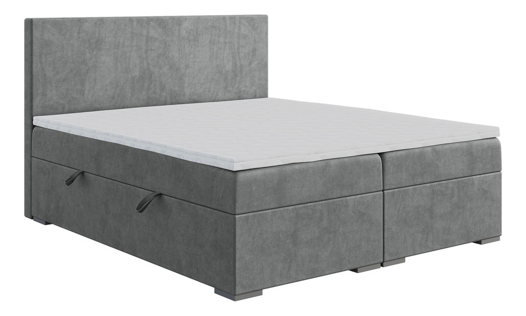 Jednolůžková boxspring postel 120 cm Lemmy (beton) (s matrací a úl. prostorem)
