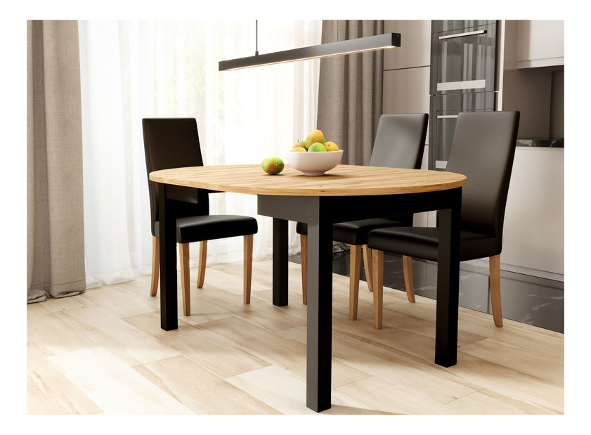 Jídelní stůl Isiah 02 (dub + černá) (pro 4-8 osob)