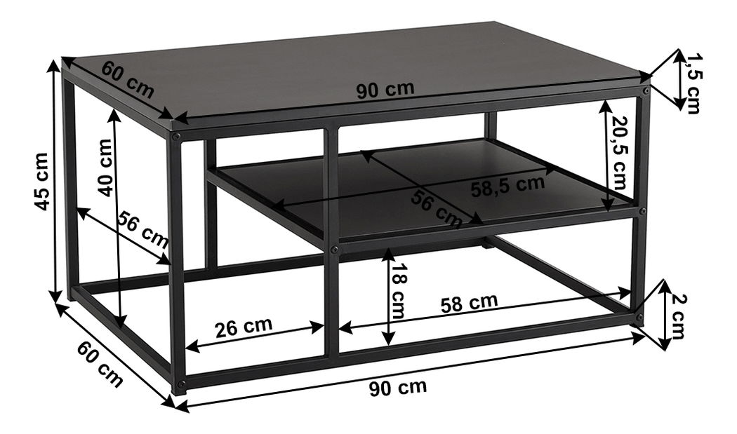 Konferenční stolek Brodrick (šedá)