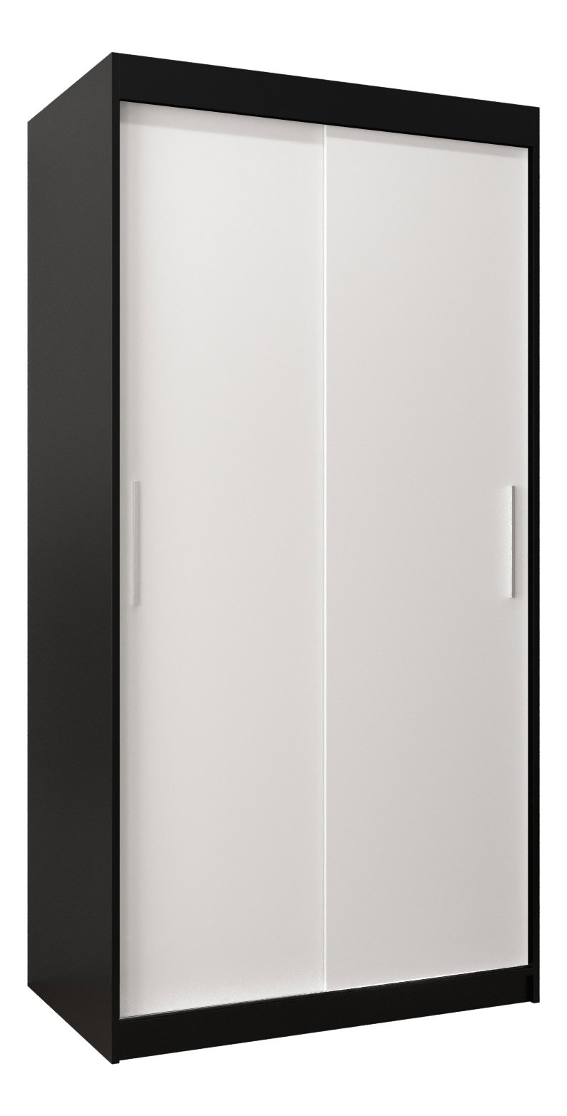 Šatní skříň 100 cm Toki (Černá matná + Bílá matná)