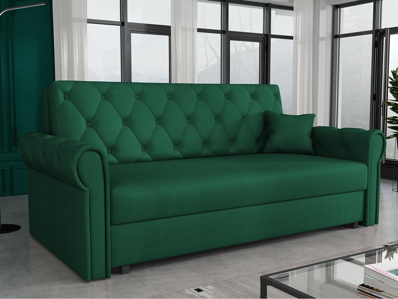 Rozkládací pohovka Carivia Roma IV (zelená) (s úl. prostorem)