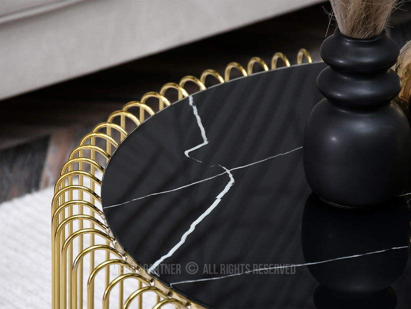 Konferenční stolek Nils (mramor + zlatá)