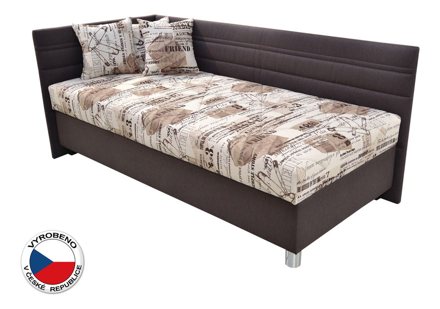 Jednolůžková postel 90 cm Blanář Polly (béžová + hnědá) (s roštem a matrací) (L)