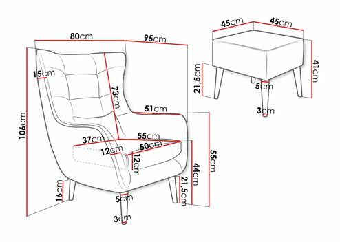 Křeslo s podnožkou Flerance (tmavě zelená)