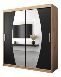 Šatní skříň 180 cm Eclipse (dub artisan + černá matná)