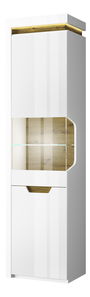 Vitrína Tiera 1d1w (bílá lesklá + dub navarre)