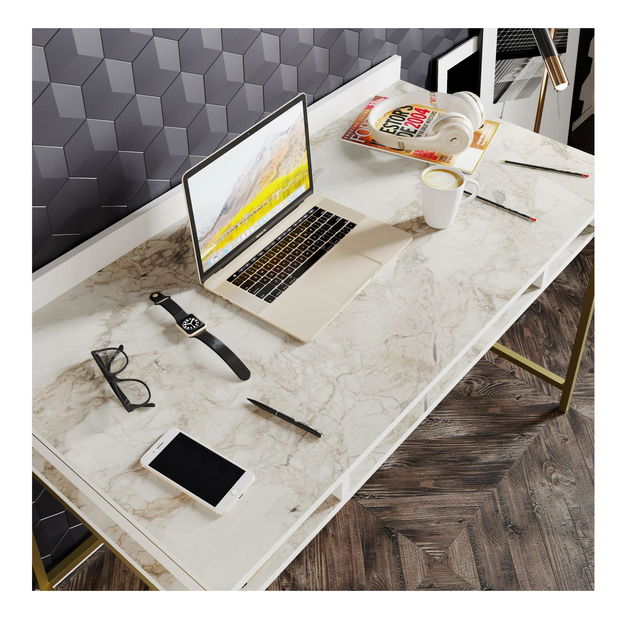 PC stolek Trude (zlatá + bílá)