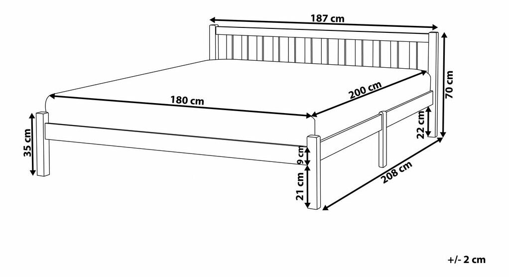 Manželská postel 180 cm FLORIS (s roštem) (modrá)