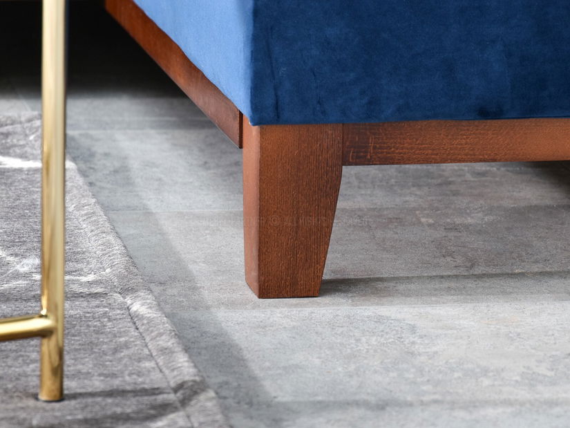 Rohová sedačka Biblioteca (tmavě modrá + ořech)