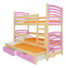 Patrová dětská postel 180x75 cm Stanislava (s roštem a matrací) (borovice + růžová)