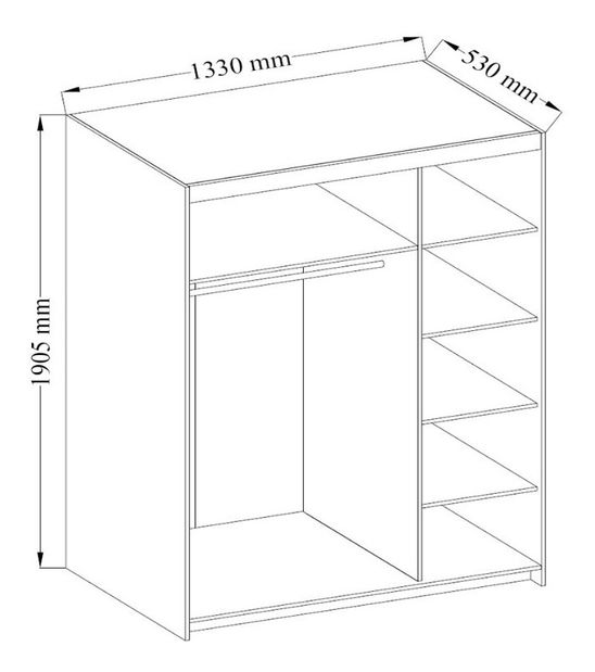 Šatní skříň se zrcadlem Elanor II (dub sonoma)