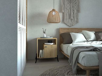 Noční stolek Teveno (dub + černá)