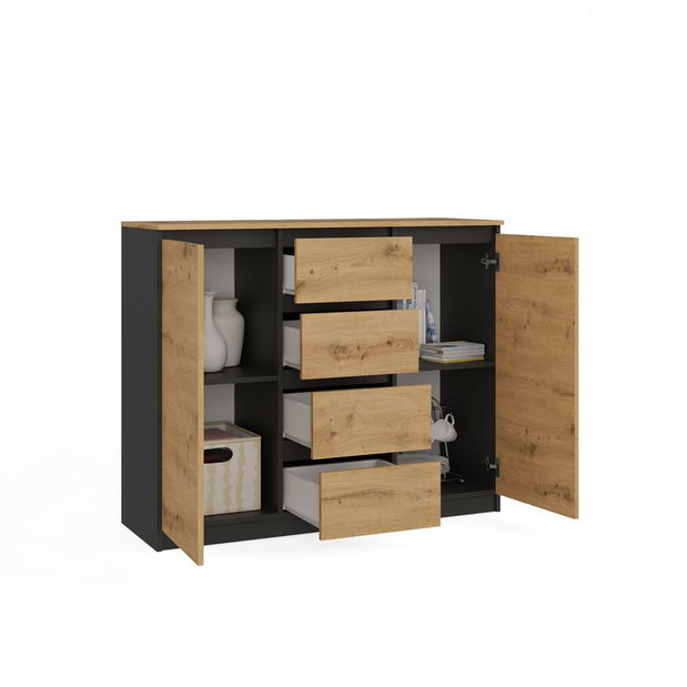 Komoda Musecalo 8 (antracit + bílá)