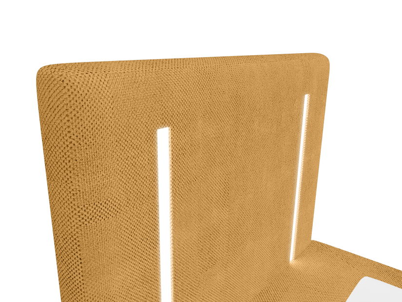 Jednolůžková postel 90 cm Ortega Comfort (hořčicová) (s roštem a matrací, bez úl. prostoru) (s LED osvětlením)