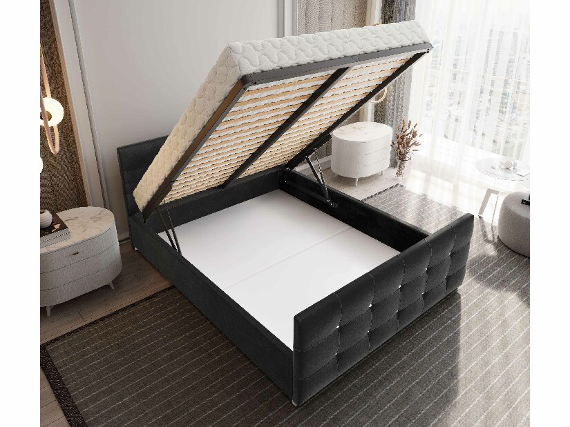 Manželská postel 180 cm Darrin (bordó) (s roštem a úložným prostorem)