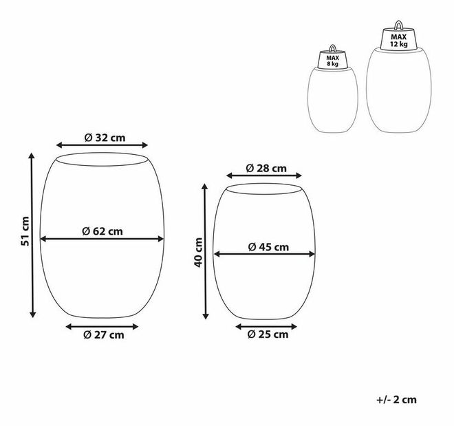 Set 2 ks příručních stolků Unity (černá)
