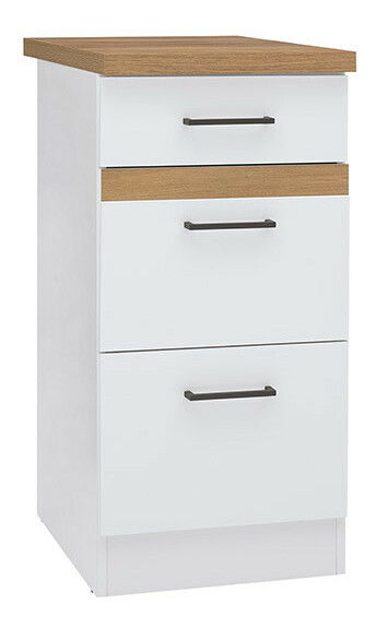 Spodní kuchyňská skříňka BRW Junona line D3S/40/82 (Bílá + Lesk bílý + Dub craft zlatý)