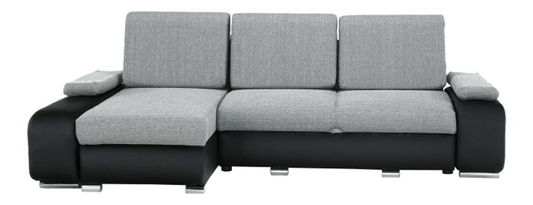 Rohová sedačka Carmen NEW (L) (ekokůže černá + šedá látka)