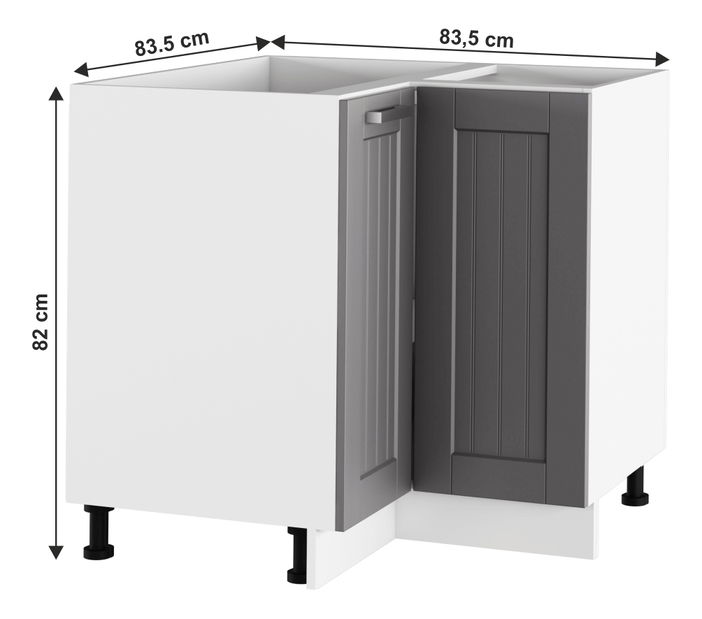 Rohová dolní kuchyňská skříňka Janne Typ 62 (tmavě šedá + bílá)