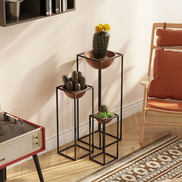 Dekorativní stojan na květiny Gwyneth (černá + měděná)