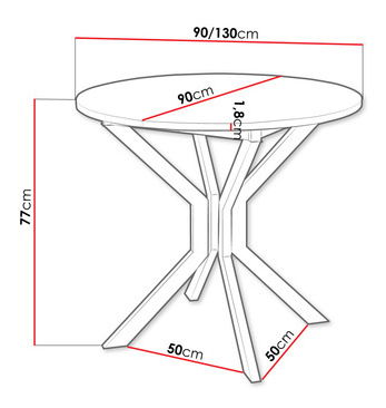 Rozkládací jídelní stůl 90 cm Kertare M 90 (bílá + černá) (pro 2-4 osoby)