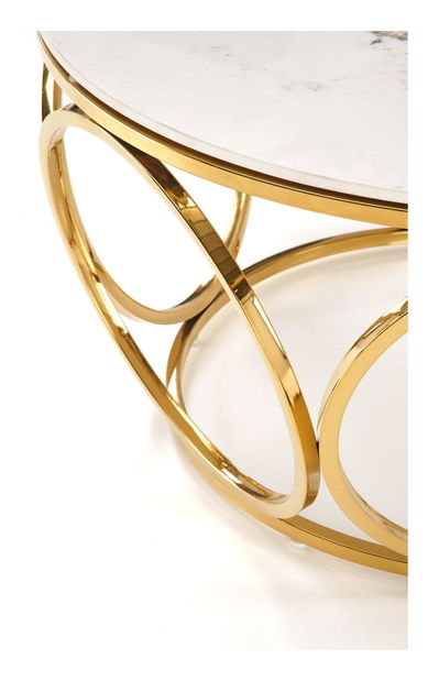 Konferenční stolek Viviana 2 (bílý mramor + zlatá)