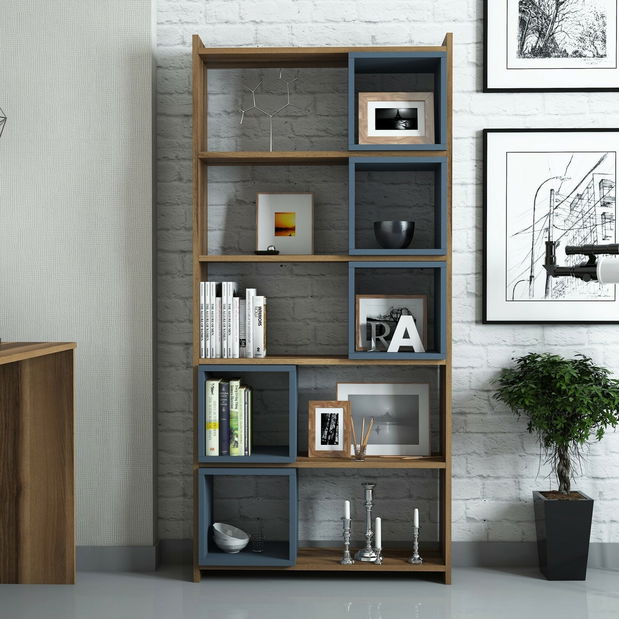Regál Blanchet (Ořech + Modrá)