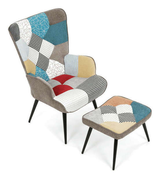 Křeslo s taburetkou Akitta (vícebarevná)