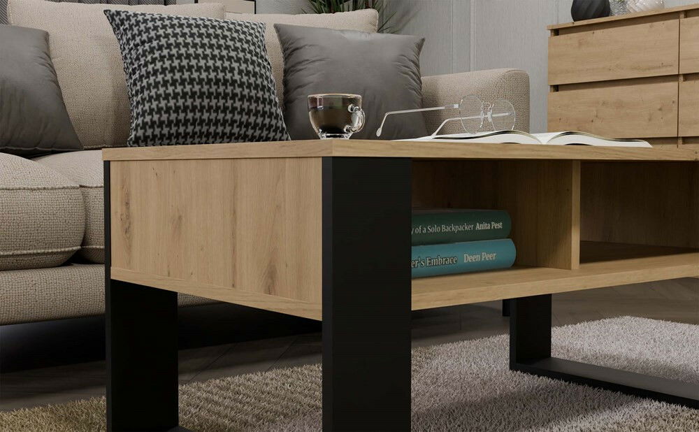 Konferenční stolek Maduro 3 (dub artisan + černá)